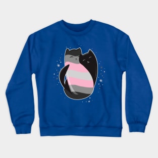 Demigirl Cat LGBT Pride Flag Crewneck Sweatshirt